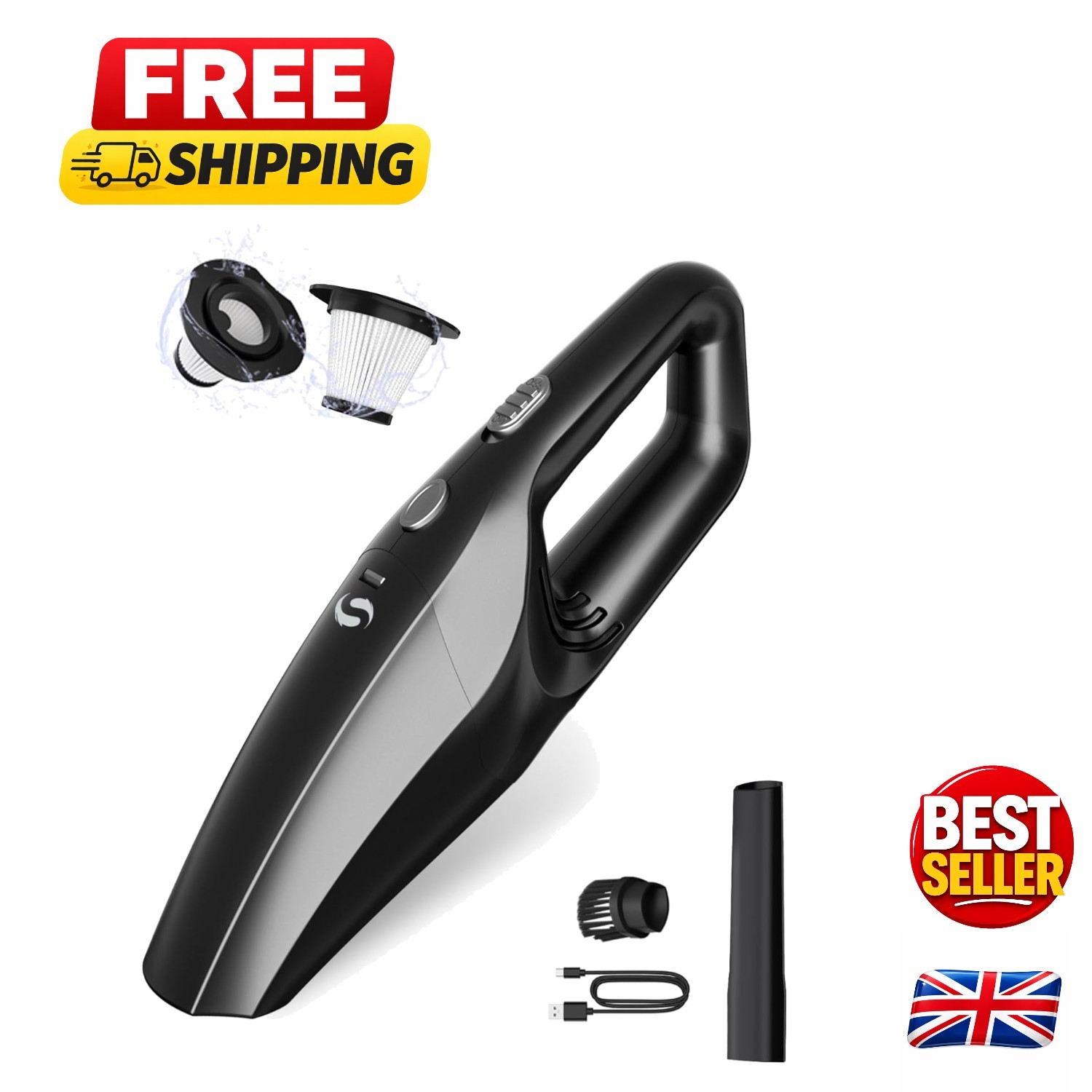 Portable Cordless Handheld Vacuum with HEPA Filter - Powerful & Lightweight