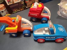 3 Vintage 1980  s Buddy L Preschool My First Buddys Vehicle Wrecker Pumper Police