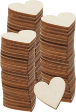 50Pcs Unfinished Wooden Heart 1" X 1" X 0.1" Blank Wood Slices Cutouts Tiles for