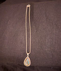 .925 Silver Rope Chain Necklace Teardrop Labradorite Bezel Pendant Charm — photo 1