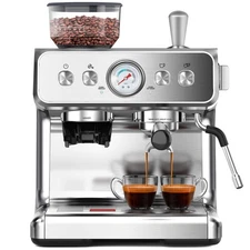 Electactic Espresso Machine with Grinder, Stainless Steel 20 Bar