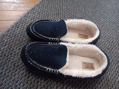 BOB's FOR SKECHERS Faux Fur Lined Black White  Memory Foam Slippers Womens 10