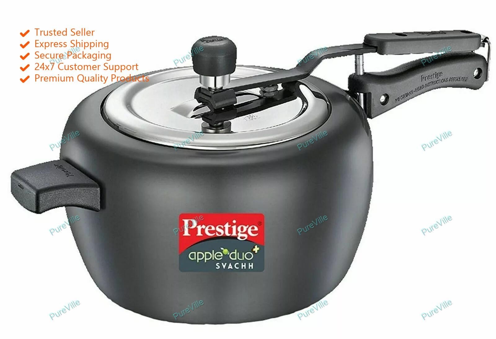 Kitchen Appliance Prestige Duo Plus Svachh Hard Anodized 5 Liter Pressure Cooker