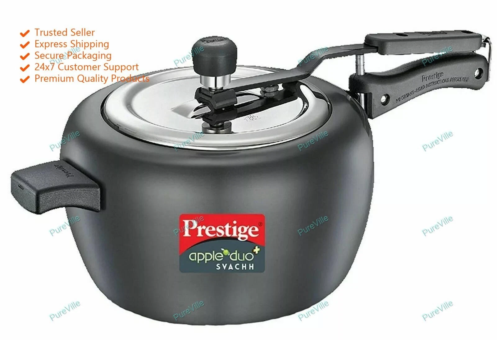 Kitchen Appliance Prestige Duo Plus Svachh Hard Anodized 5 Liter Pressure Cooker