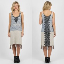Anthropologie Hem & Thread Knit Sleeveless Fringe Casual Mini Dress M