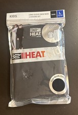 32 Degrees Heat Unisex Kids Long Sleeve Crew Neck Legging Set Black LG 12/14 2Pc