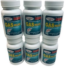 6 Simethicone Gas Relief Chewable Tablets 80mg Anti-Gas Bloating Certified Plus