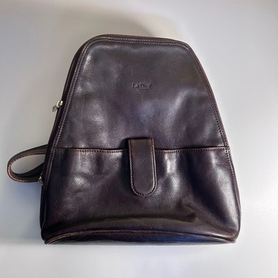 La Diva Dark Brown Leather Vintage Y2K Backpack Bag Italian Design