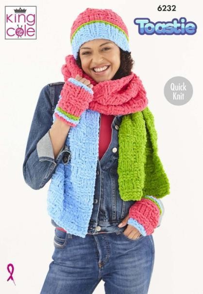 King Cole Toastie  Knitting Pattern - 6232 Ladies Hats, Scarves & Handwarmers - Image 3