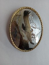 Vintage Gold  Silver Tone Eagle In Flight Belt Buckle