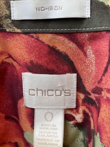 F. Chico's No Iron Shirt 0 Or S Floral Multicolor Blouse Long Sleeve Collared - Bild 6 von 7