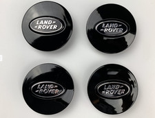 (Full Glossy Black Land Rover Caps) Sets of 4 Land Rover alloy wheel caps 63mm S
