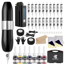 Wireless Tattoo Gun, Solong 1500mAH Gun EK157P199, Silver-black 