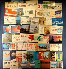 USSR QSL Card Lot (60 Cards) Vintage Amateur Ham Radio Soviet Russia CCCP To USA