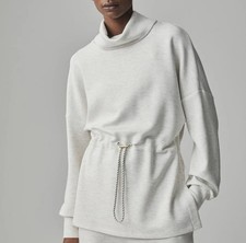 Varley Freya Sweat Hoodie Pullover Ivory Marl Athleisure DoubleSoft Women  s S