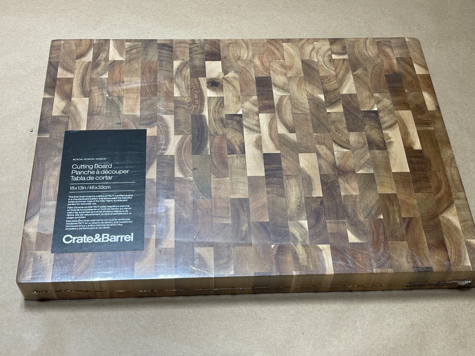 Crate & Barrel Rectangular Acacia End-Grain Cutting Board 18" x 13" x 1.5"
Opens in a new window or