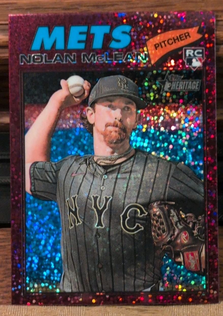 2026 Topps Heritage - Nolan McLean #150 Chrome Burgundy Sparkle Refractor (RC)