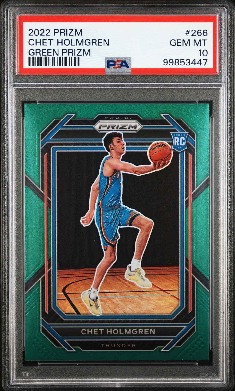 2022 PANINI PRIZM GREEN PRIZM #266 CHET HOLMGREN PSA 10