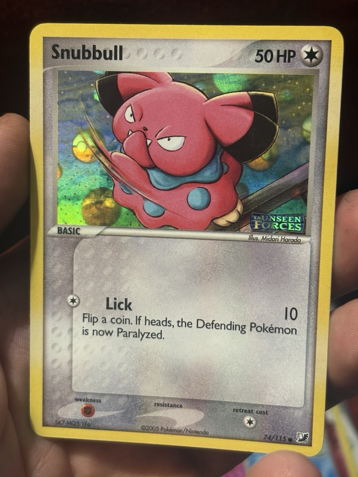 INVERTED ERROR Snubbull 74/115 EX Unseen Forces Reverse Holo Pokemon NM