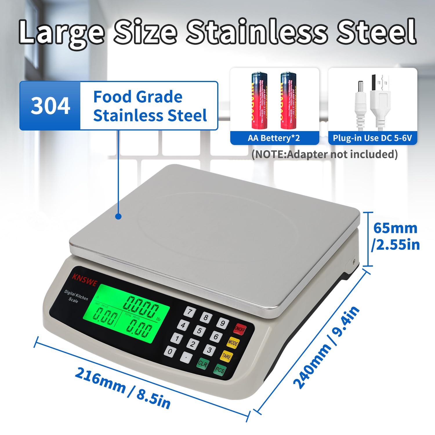 Bilancia Digitale Professionale 40Kg | Display LED e Acciaio Inox Top - 2