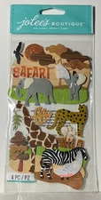 Jolee’s Boutique Safari Animals Stickers EK Success 4PC Dimensional Scrapbook