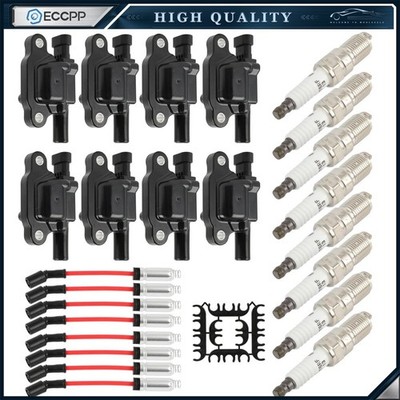 ECCPP 8 For 09-13 Chevy GMC Square Ignition Coil & Spark Plugs & Wires UF413
