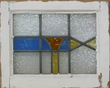 ABSTRACT OLD ENGLISH LEADED STAINED GLASS WINDOW 18.25" X 15"