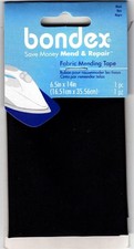 6 1/2" X 14" Black Fabric Iron ON Mending Tape NO SEW, 1-Pack,