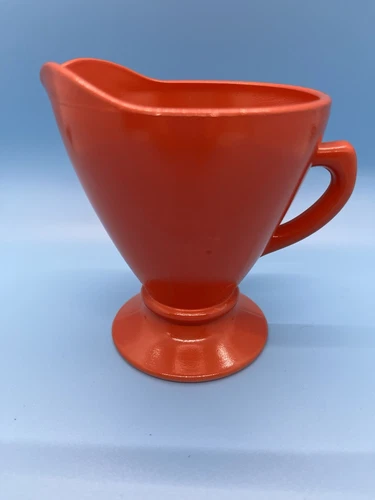 Hazel Atlas Moderntone Creamer Platonite Glass Burnt Rust Orange Vintage Opaque