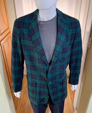 VINTAGE Pendleton Jacket Mens Large Green Blackwatch Tartan, Plaid Wool Blazer