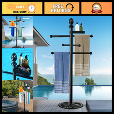 Heavy Duty Pool Towel Rack - 6 Bar Metal Stand, Never Tilt, Spa Hot Tub Access
