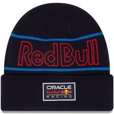 Image of New Era Mens Red Bull Racing Team Cuff Knitt Warm Winter Beanie Hat - Blue