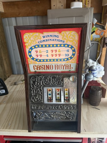 RARE Vintage CASINO ROYAL Toy Slot Machine Bank 1970s