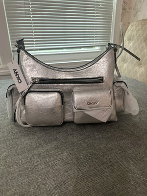 NWT DKNY Metallic Silver Shoulder Bag