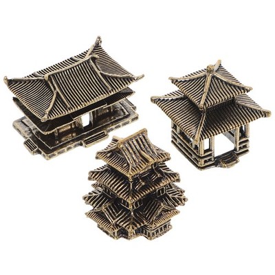 3 Pcs Miniature Brass Pagoda Statue Zen Garden Decor Aquarium Landscaping