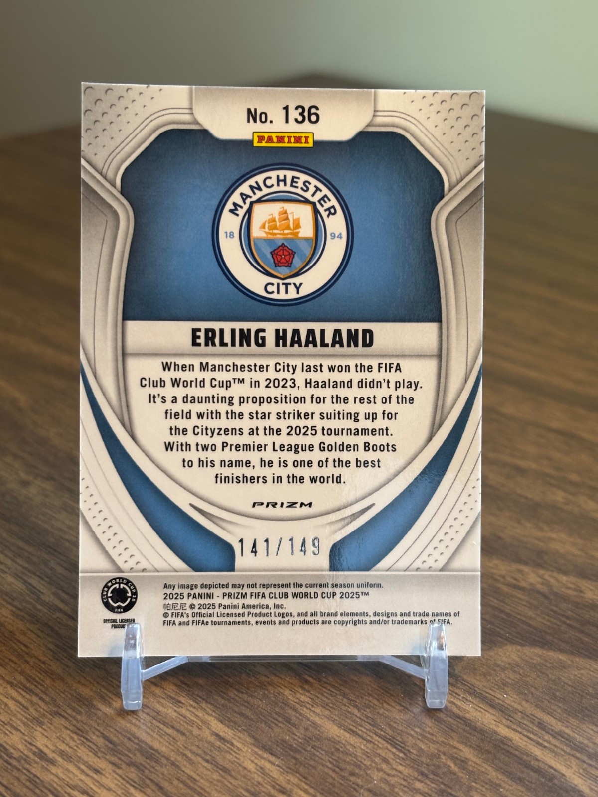 Erling Haaland 2025 Panini Prizm FIFA Club World Cup #136 Blue Glitter /149 view 2