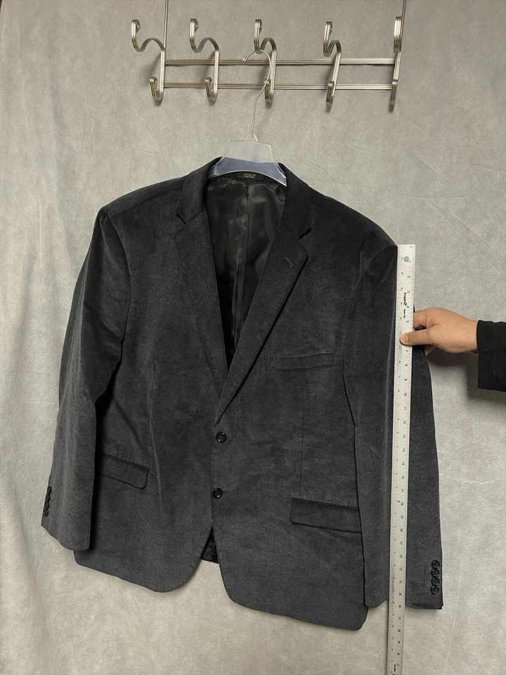 Adolfo Blazer Men's 50R Gray Cotton 2B Velvet Academia Career Coat Jacket Luxury - Image 4 of 4