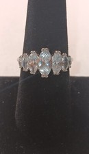 Vintage 925 Sterling Silver 7 CZs Size 8 Engagement Wedding Ring