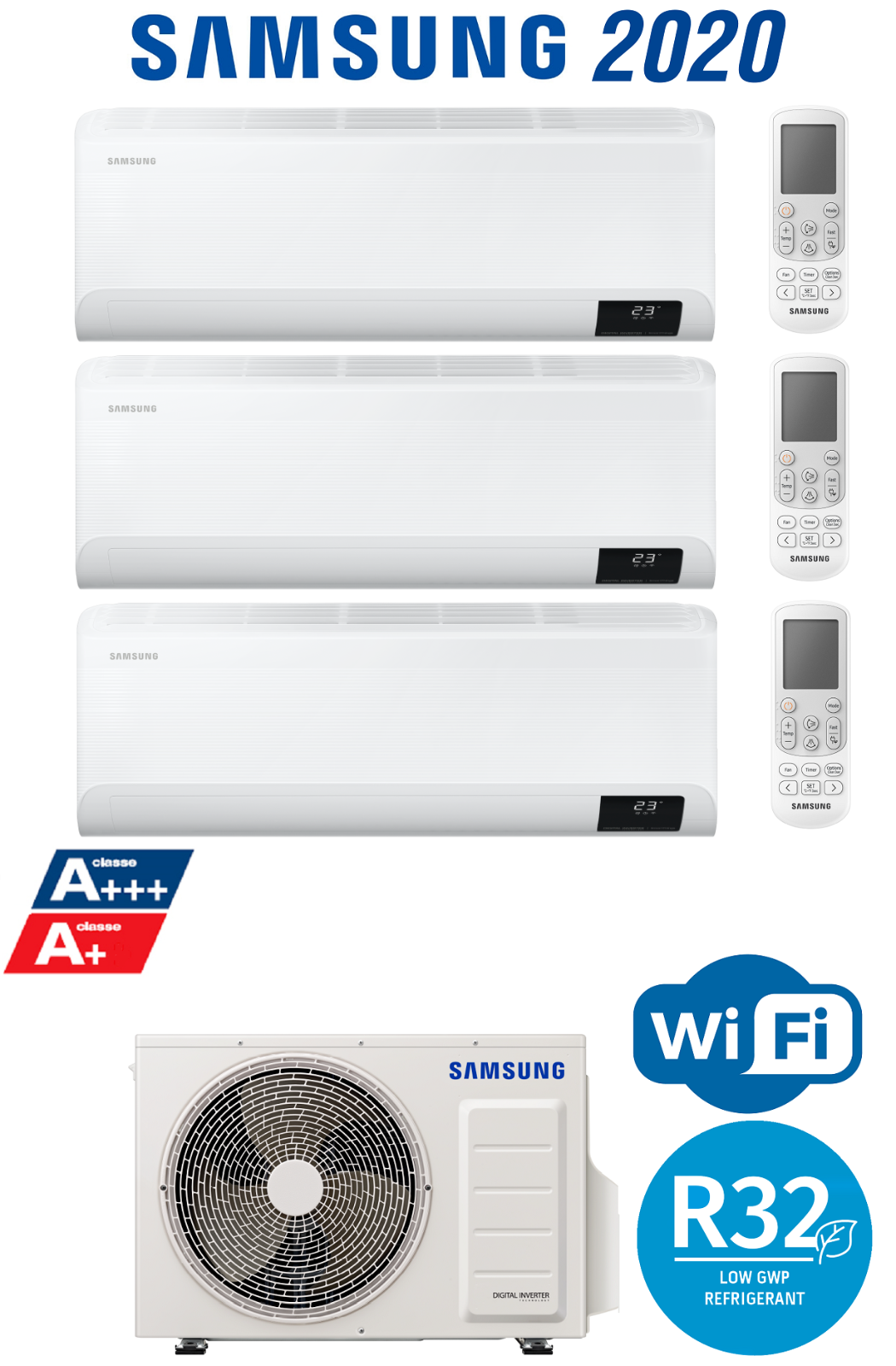 SAMSUNG CONDIZIONATORE CEBU WIFI TRIAL SPLIT 7000+7000+12000 7+7+12 BTU R32 A+++
