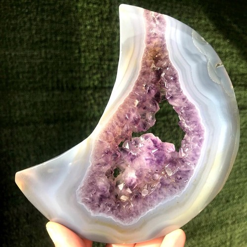 2PC 870G Natural Amethyst agate Moon Quartz Crystal Mineral Specimen Healing - Bild 4 von 20