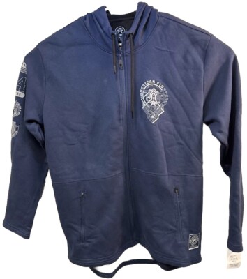 Extra large American fighter zip jacket with pockets, Navy Blue, MMA, NWT