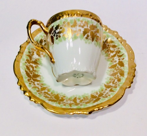 Antique Jean Pouyat, Set Of 2, Limoges France, Green & Gold Trim. - Picture 7 of 9