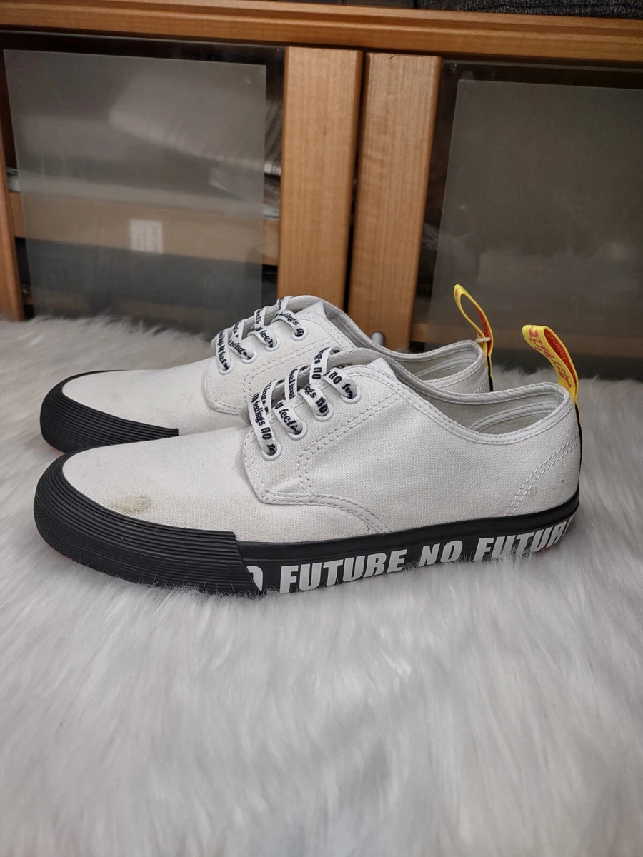 DR MARTENS Sex Pistols White SHOES “No Future” Canvas Size Men’s 7 Women’s 8