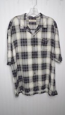 Tommy Bahama 100 Silk Camp Shirt Gray Plaid Button Front SS Mens Size XL