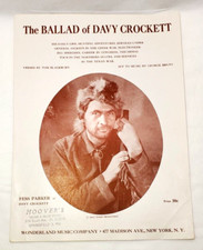 Vintage Sheet Music The Ballad of Davy Crockett Great Condition 1954 In Sleeve
