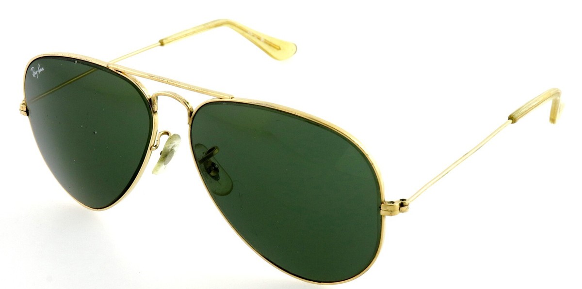 Vintage Ray Ban Aviator Classic Sunglasses in Gold and Green / RB3025 Ray Ban Classic Aviator 58mm G15 Green Gold Frames 100  main image 2