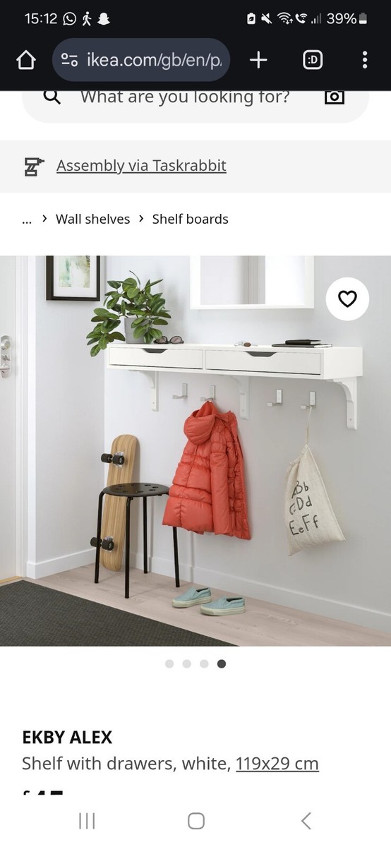 IKEA EKBY Alex/ramshult Shelf With Drawers in White 119x29 Cm