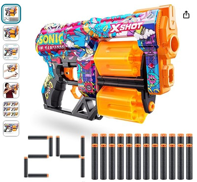 X-Shot SKINS Dread Robotnik Dart Blaster - Sonic the Hedgehog by ZURU 12 Shots