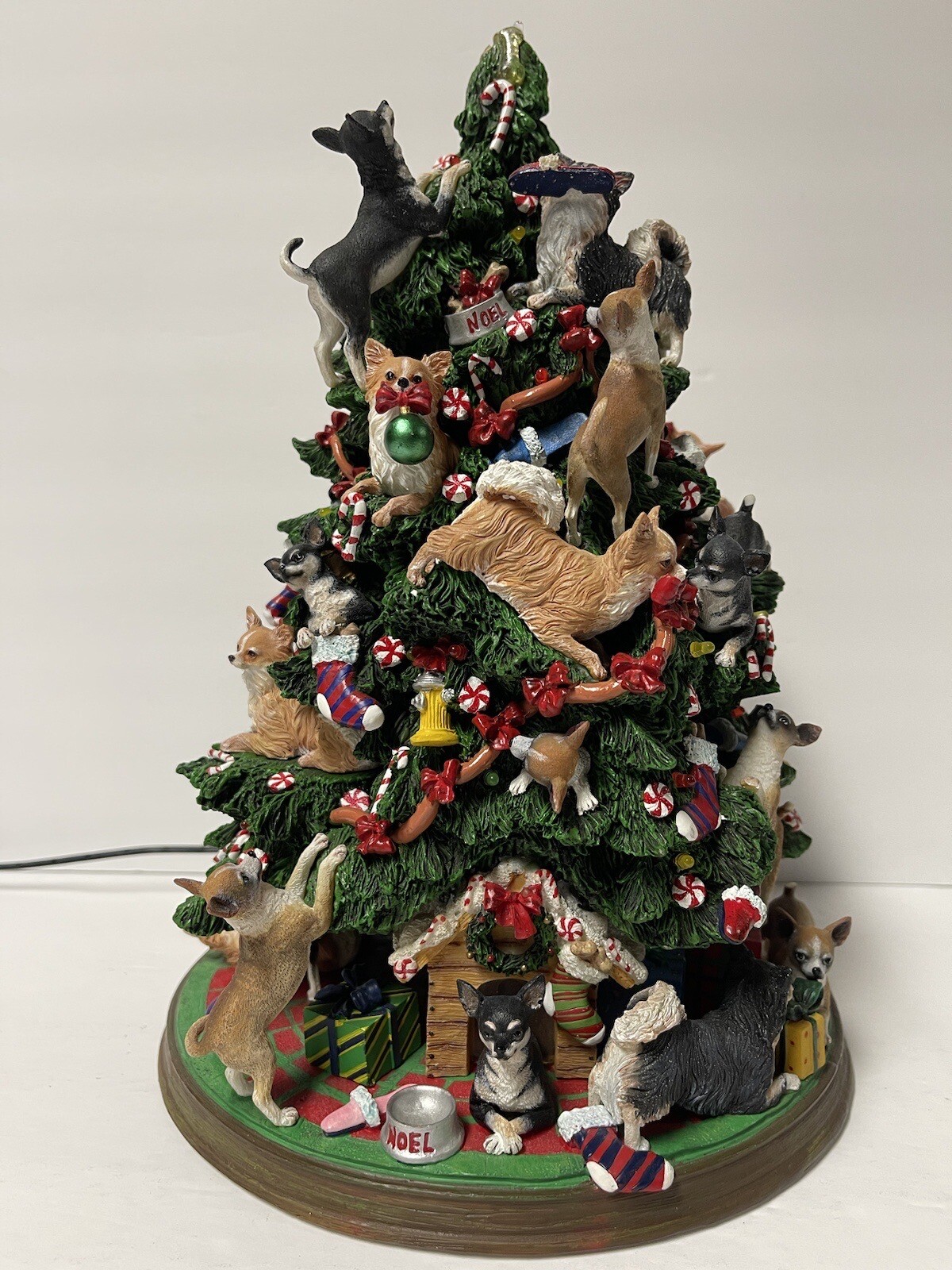 Danbury Mint Chihuahua Dog Christmas Tree 12" Damaged TESTED and Works