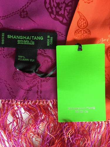 NWT SHANGAI TAN Lucky Charms 100% Silk reversible scarf 160X33 cm - Picture 5 of 9